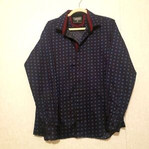 LAMASINI...BURGUNDY-BLUE LONG SLEEVE BUTTON UP SHIRT..SIZE:XL